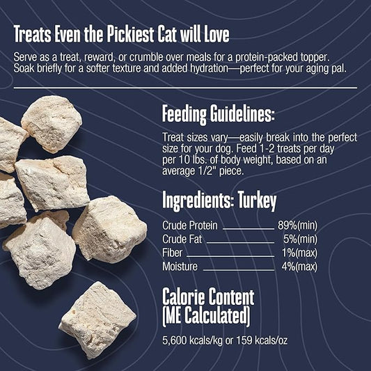 Whole Life Cat Just One Turkey Freeze Dried Cat Treats - Human Grade High Protein Food, Healthy Training Snacks, Freeze Dried Turkey Food Toppers, USA Made Natural Treats - 1.2 oz (Pack of 1)