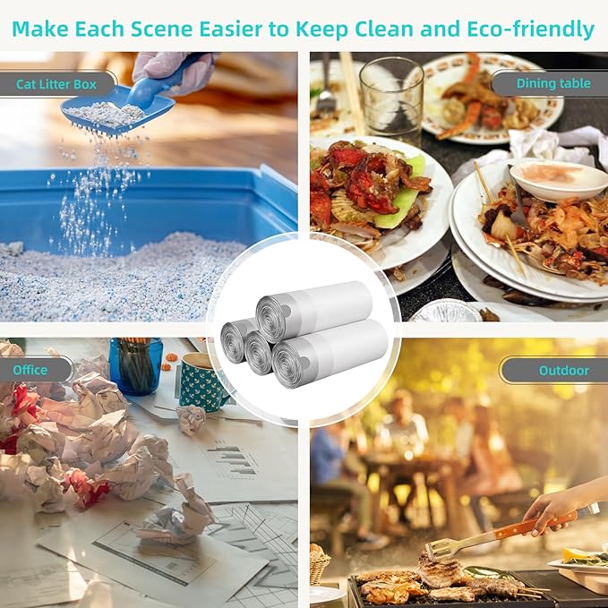 Cat Litter Bags for Self Cleaning Litter Trays, 20 * 18 inches, Drawstring Receptacles Bags, Close Litter Box Liners for Cat Poop Bag, 4 Rolls, 60 Counts