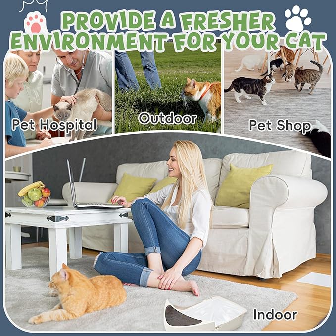 60 Pack Litter Box Robot 3 and 4 Waste Bags,1.5 Mils Thick Drawstrings Self Cleaning Cat Litter Box Robot Waste Liner Bags Replacement,Compatible with Automatic Self-Cleaning Robot