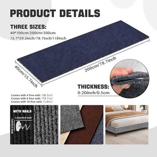 Cat Scratch Couch Protector 78.7"x15.8" – Self-Adhesive Furniture Protector from Cat Scratching, DIY Couch & Wall Shield, Trimmable Anti Scratch Mat for Indoor Sofa Bed Carpet,Navy