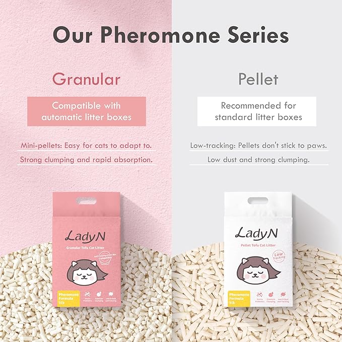 Lady N Cat Attract Tofu Litter | Natural Plant-Based Attractant | Helps Cats Use Litter Box | Great for Training Kittens & Multi-Cat Homes | Classic Pellet for Standard Litter Boxes 9lb