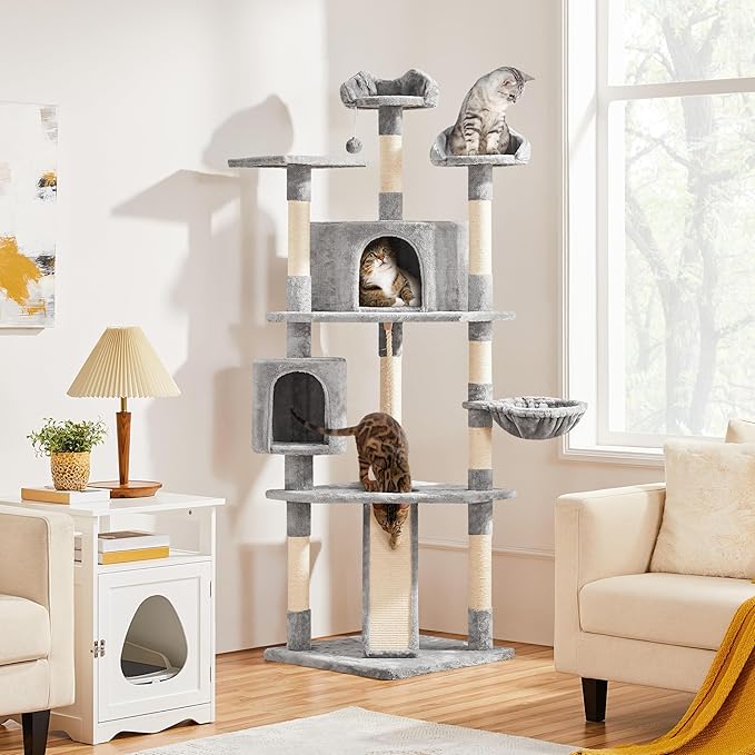 Yaheetech 79 inches Cat Tree Multi-Level Cat Tower with Scratching Post Indoor Cat Condo Pet Stand Play House Furniture Kitten Kitty Activity Center