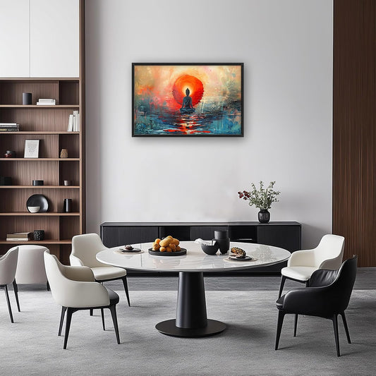 Quorin Buddha Large Wall Art Abstract Zen Pictures Spiritual Meditation Wall Decor Yoga Spa Canvas Print Painting Artwork for Bathroom Living Room Bedroom 36L x 24W