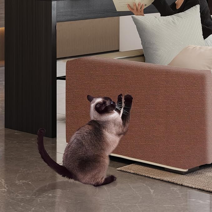 Cat Scratching Mat - Trimmable Self Adhesive DIY Climbing Cat Scratcher Pad for Cat Tree Shelves and Post Cat Scratch Furniture Protector