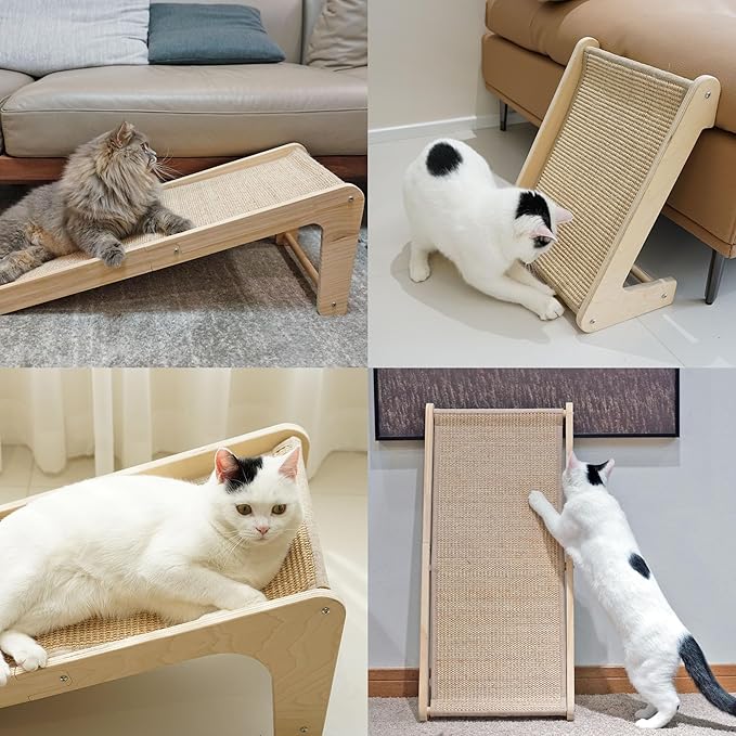 Cat Scratcher, L-Shape Cat Scratching Pad, Sisal Scratchers for Indoor Cats, Protecting Furniture Scratch Pad with Catnip(Small Size)