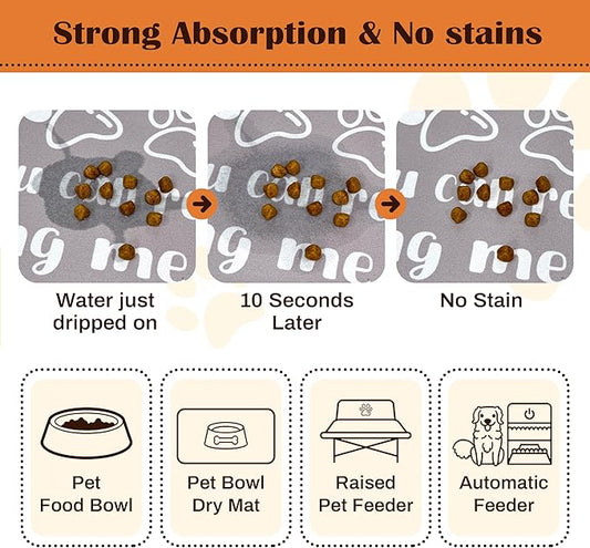 Pet Feeding Mat for Floors Waterproof Dog Mat for Food and Water Absorbent Quick Dry Non Slip mat for Cat Bowls