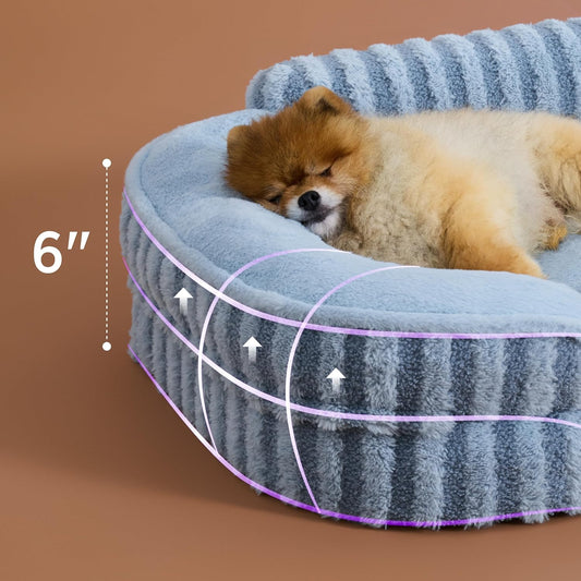 LE SURE Cute Dog Bed for Small Dogs, Orthopedic Waterproof Small Pet Beds with Sides, Non-Slip Bottom and Egg-Crate Foam Puppy Couch Sofa with Washable Removable Cover, Blue