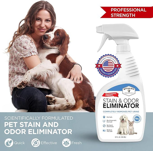 Professional Strength Pet Stain and Odor Eliminator Urine Odor Remover Pet Urine Enzyme Cleaner Enzymatic Cleaner for Dog Urine and Cat Urine Pet Odor Eliminator (32 oz.)