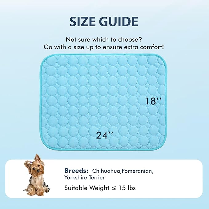 MICROCOSMOS Summer Cooling Mat & Sleeping Pad- Water Absorption Top, Materials Safe, Easy Carry, EZ Clean. Keep Cooling for Pets, Kids and Adults.(Blue, 24" x18")