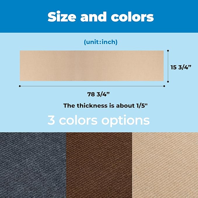 Best Pet Supplies Catify Peel & Stick Cat Scratching Mat – Self-Adhesive, Trimmable Cat Scratch Pad Cover - Carpet, Sofa, Furniture Protector – Replaceable Adhesive Stickers - Beige & 78.7 x 15.8