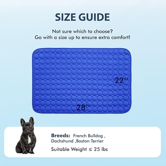 MICROCOSMOS Summer Cooling Mat & Sleeping Pad- Water Absorption Top, Materials Safe, Easy Carry, EZ Clean. Keep Cooling for Pets, Kids and Adults.(Dark Blue, 28" x 22")