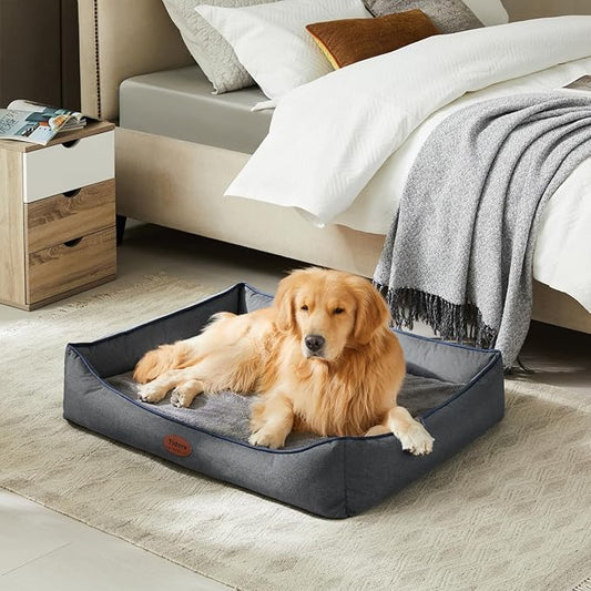 Orthopedic Dog Beds for Medium Dogs, Durable Egg Crate Foam Sofa Dog Bed wit Washable Removable Cover,Waterproof Lining,Pet Bed for Large Dogs (Dark Grey, 39.4" L x 31.5" W x 7.4" Th)