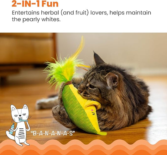 Catstages Peelin' Good Banana Kicker Dental Catnip Toy, Yellow