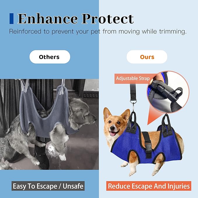 PatiencET Dog Grooming Hammock, Pet Grooming Hammock for Cats & Dogs, Dog Holder for Nail Trimming, Cat Sling for Nail Trimming with Nail Clippers/Trimmer, Nail File, Pet Comb(S)