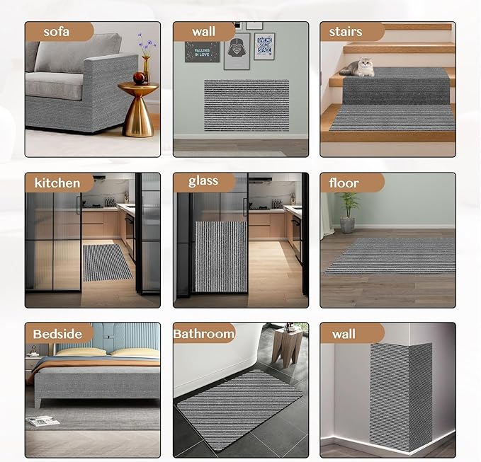 Cat Scratch Couch Furniture Protector, Adhesive Cat Scratch Pad Deterrent for Furniture, DIY Wall Climbing Cat Scratcher Couch Protector from Cat Claws Scratching Mat Indoor (LightGrey,39.3x15.8In)