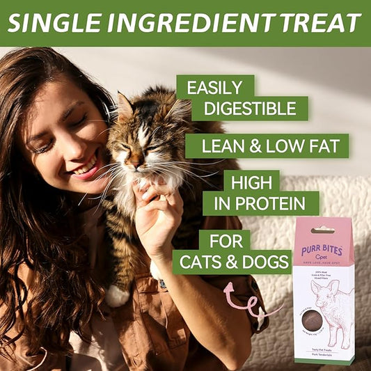 OPET Freeze Dried Cat Treats, Single Ingredient Grain Free High Protein Pet Food for Cats and Dogs, Healthy Training Snacks,Freeze Dried Pork Sliced Fillets (Pork, 5.92 Ounce)