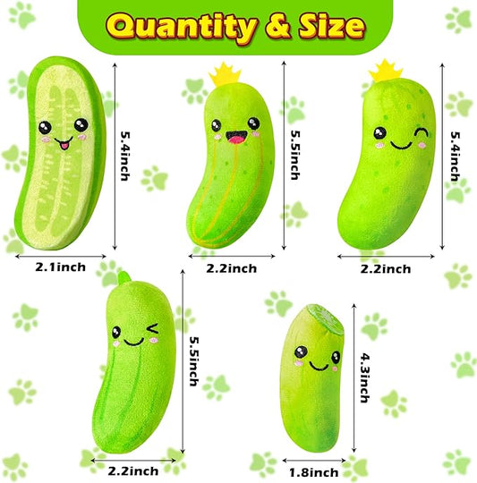 MALLMALL6 Pickle Catnip Cat Toys - 5Pcs Indoor Kitten Chew Bite Kick Cucumber Catmint Interactive Toys for Cat Lover Gifts, Kitty Boredom Relief Supplies with Cute Expression for Pet Birthday Presents