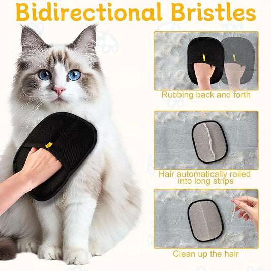 2 Pcs Pet Hair Removal Glove for Cats & Dogs, Pet Hair Remover Brushing Gloves, Reusable Pet Hair Remover Glove, Double-Sided for Couch, Clothing, Carpet, Car Seat