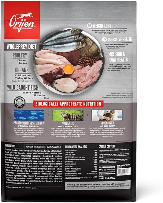 ORIJEN Fit & Trim Grain Free High Protein Premium Dry Cat Food 12lb Bag
