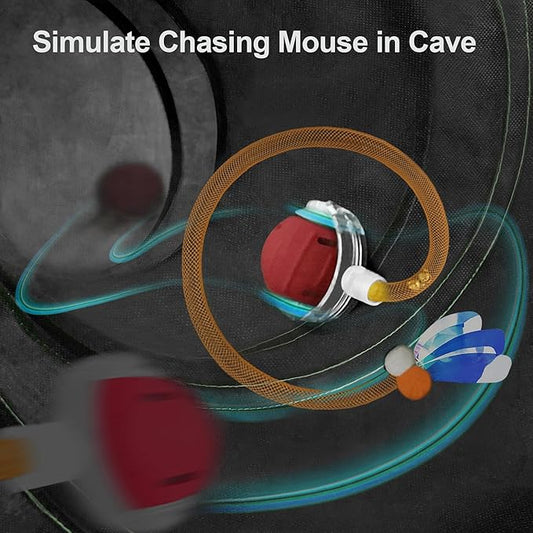 Interactive Cat Toys Ball Fast Rolling in Cat Tunnel – Motion-Activated Ball in Enrichment Tunnel,Hide & Seek Puzzle Game for Indoor Cats & Kittens,Boredom Relief for Cats (Orange-red)