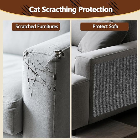 Cat Scratch Furniture Protector, 78.7"x15.8" Self Adhesive Cat Scratch Mat Pad,Cut to Fit DIY Replacement Carpet for Tree,Wall,Bed,Door, Couch Protector (Dark Grey)