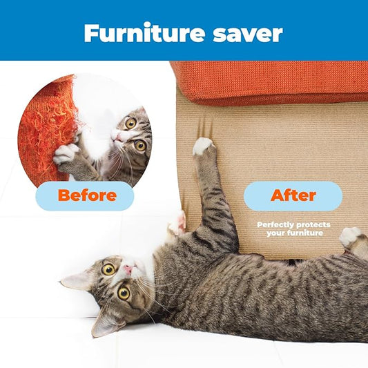 Best Pet Supplies Catify Peel & Stick Cat Scratching Mat – Self-Adhesive, Trimmable Cat Scratch Pad Cover - Carpet, Sofa, Furniture Protector – Replaceable Adhesive Stickers - Beige & 78.7 x 15.8