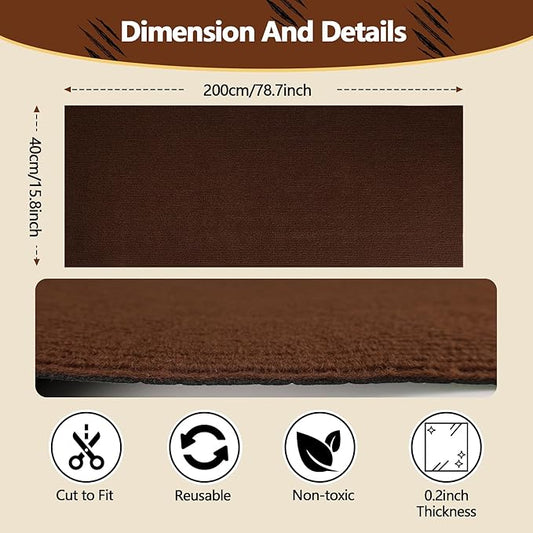 Cat Scratch Furniture Protector, 78.7"x15.8" Self Adhesive Cat Scratch Mat Pad,Cut to Fit DIY Replacement Carpet for Tree,Wall,Bed,Door, Couch Protector (Brown)
