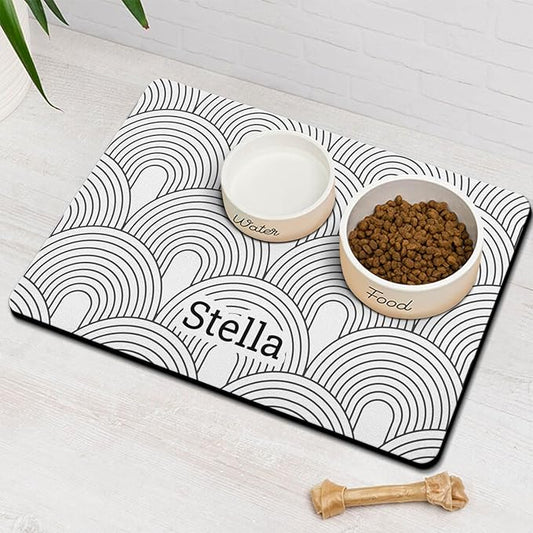 Personalized Dog Food Mat for Floors Absorbent, Custom Pet Cat Food Mat - Quick Dry Dog Bowl Mats for Food and Water Pet Supplies