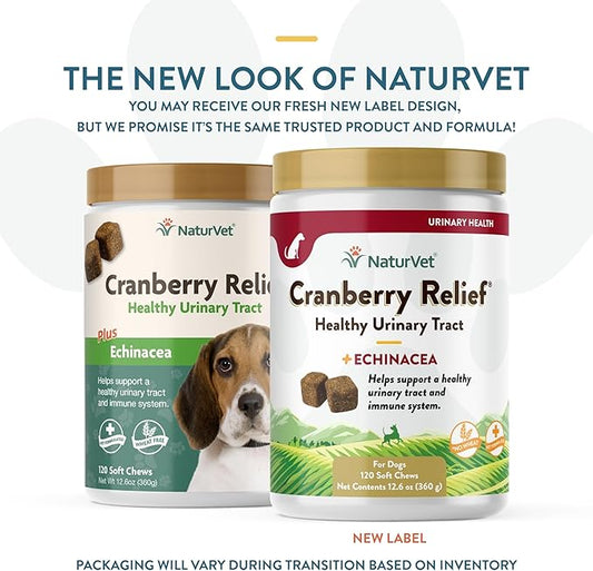 NaturVet – Cranberry Relief Plus Echinacea – Helps Support a Healthy Urinary Tract & Immune System – 120 Soft Chews