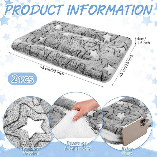 2 Pack Self Warming Cat Mat Self Heating Pad Bed Reversible Machine Washable Reflects Body Heat Warm Thermal Pet Pad Crate Blanket for Feral and Indoor Cat(Double Star,22'' X 18'')