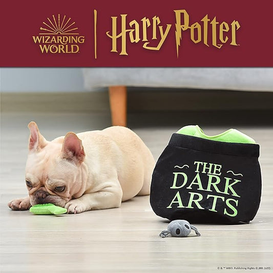 Harry Potter 10" Dark Arts Potion Burrow Toy Dog Toy Dark Arts Cauldron with Plush Removable Parts Dark Arts Cauldron, Potion, and Spider Toys for Dogs