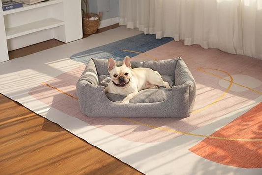 Cosy with Zipper Removable Washable Cover Dog Cat Bed for Medium Small Dogs Large Cats Breathable Non-Skid Bottom Pet Sofa(Grey) 31.5" L x 23.6" W x 10.2" Th