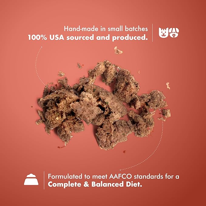 King Lou Pets - Human Grade Raw Food for Dogs and Cats - Complete Meal for Pets - Freeze Dried Beef Recipe - 14oz