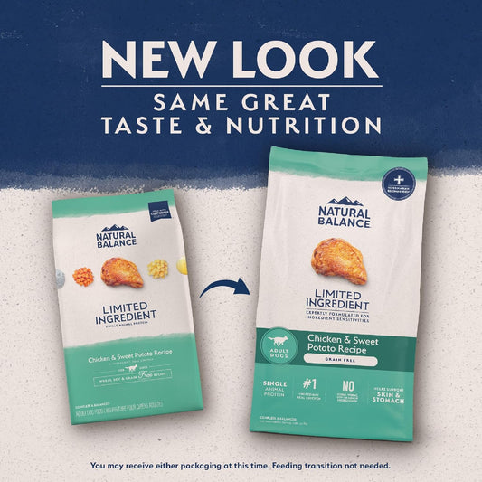 Natural Balance Limited Ingredient Adult Grain-Free Dry Dog Food, Chicken & Sweet Potato Recipe, 24 Pound (Pack of 1)