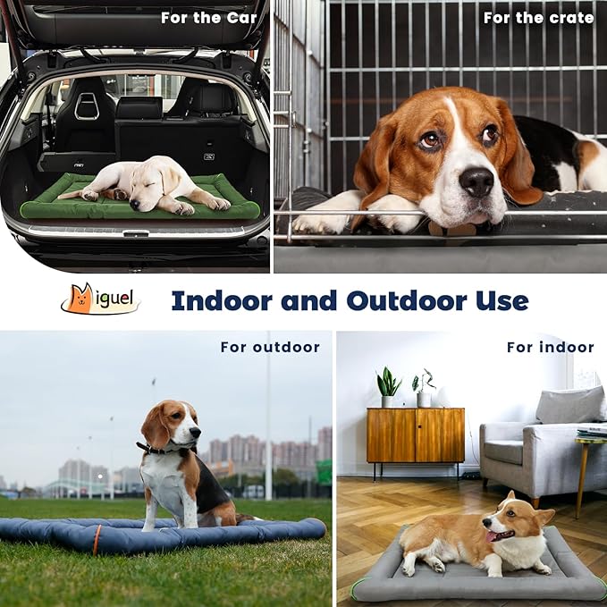 Miguel 900D Oxford Outdoor Waterproof Dog Crate Bed, Water-Resistant Durable Easy Wipe Clean All Weather Pet Mat, Travel Indoor Outdoor Puppy Cat Crate Bed 40inch, Blue