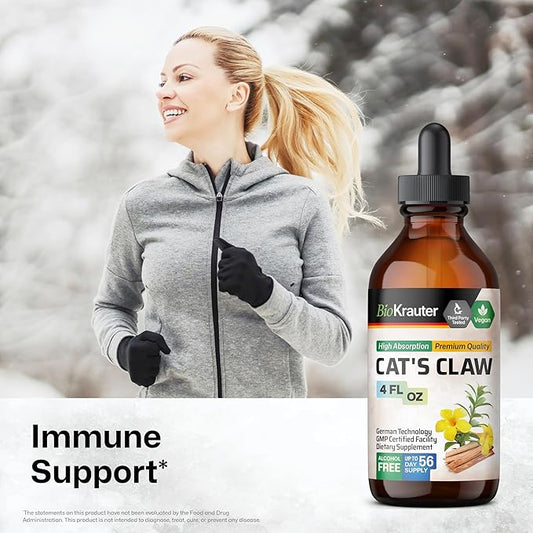 BIO KRAUTER Cats Claw Tincture - Liquid Cats Claw Herb for Immune Support - Alcohol & Sugar Free - Vegan Drops 4 Fl.Oz.