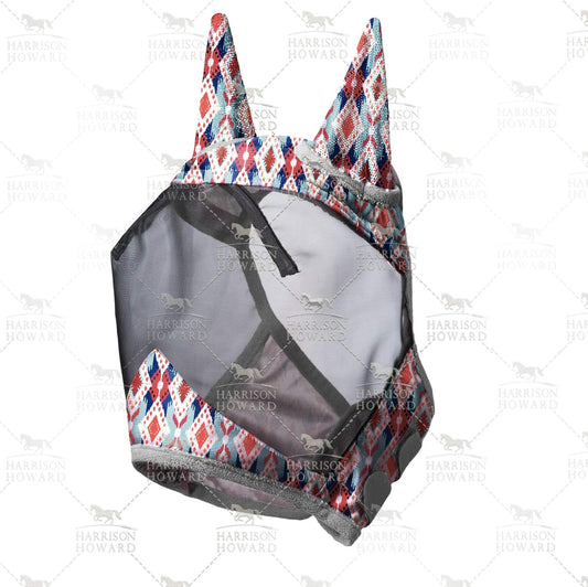 Harrison Howard LumiVista Horse Fly Mask Standard with Ears UV Protection for Horse Tribal Rhombus L Full Size