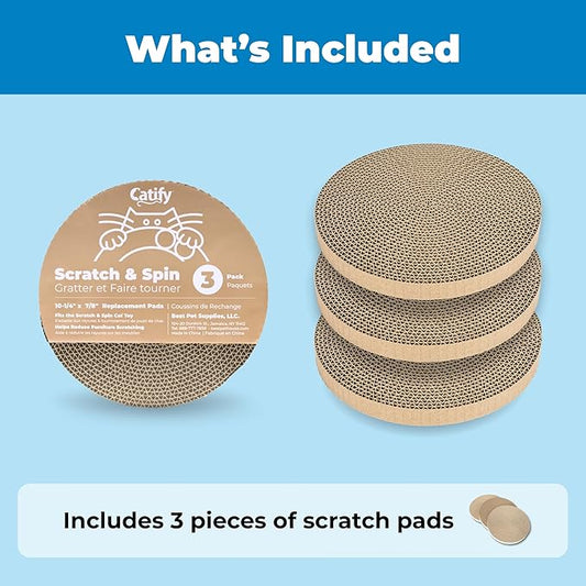 Best Pet Supplies Cat Scratcher Replacement Pads - Cardboard Cat Scratcher Pad, Relieves Stress, Supports Pet Behaviors, 3 Count