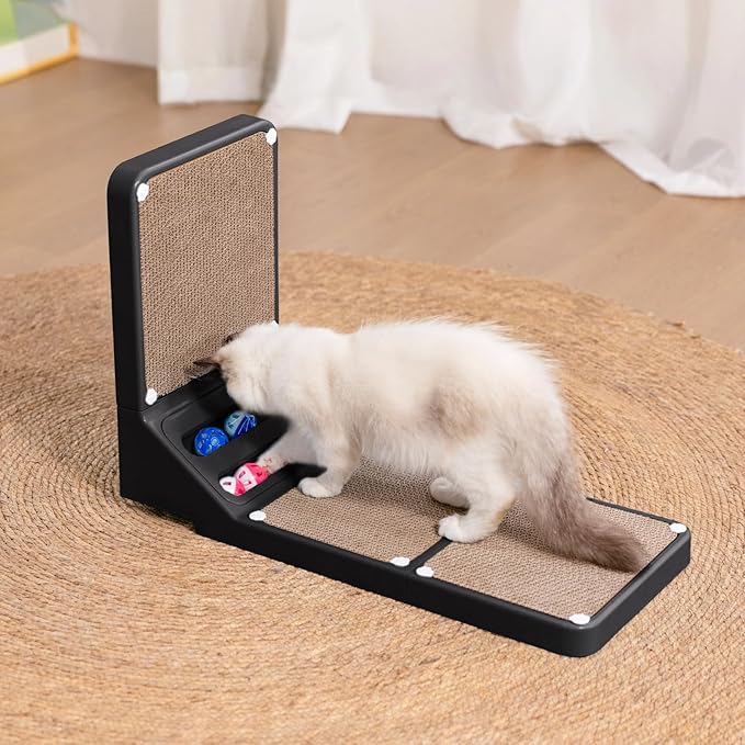 Cat Scratching Board Kitten Scratching Ball Wall Scratchers for Indoor Cats L Shaped Cat Scratcher Cats with Scratcher Pads Black