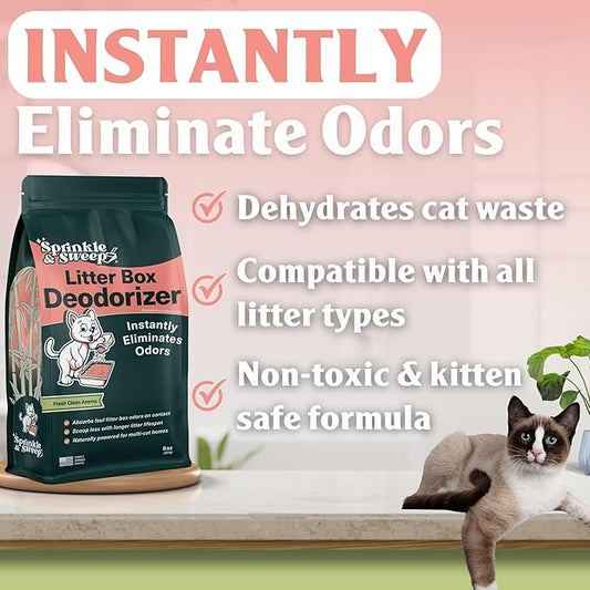 Sprinkle & Sweep Litter Box Deodorizer - Cat Litter Deodorizer Non Toxic and Safe for Kittens - Instantly Eliminates Foul Smells and Urine Odors (Pack of 4)
