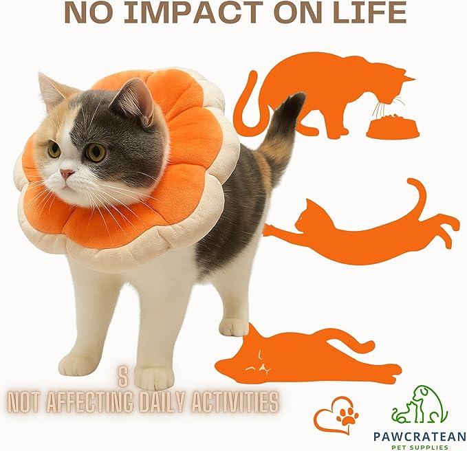 Adjustable Comfy Flower Style Elizabeth Collar for Cats Puppies Soft Recovery Cone Pet Protective Neck Collar (Orange, Samll)