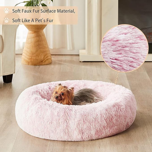 WNPETHOME Calming Dog Bed for Large Dogs, Anti-Anxiety Donut Pet Bed, Fluffy Faux Fur Plush Pet Beds,Warming Cozy Soft Round Lagre Dog Bed for Large Jumbo Dogs, Cat Cuddler Cushion Bed