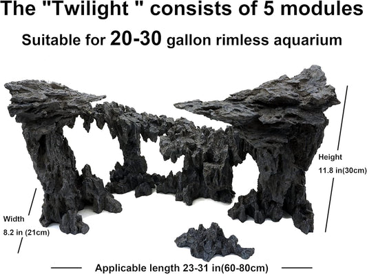 Fish Tank Decor Rocks.Aquarium Decoration Model.Easy and Quick Solution for Aquascaping.(Twilight)