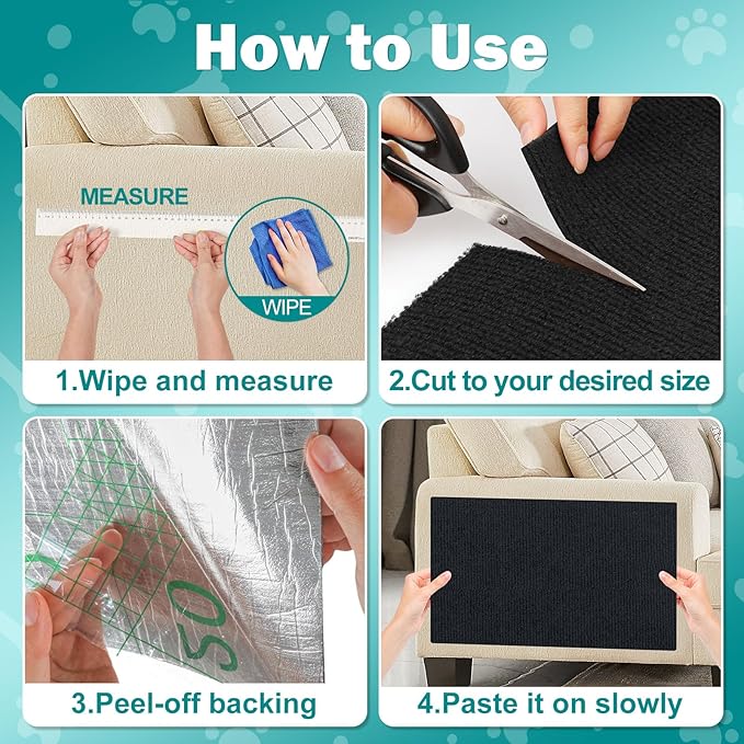 196.8x15.8 Cat Wall Scratcher Mat with Nano Tape,Anti Cats Scratch Furniture Couch Carpet Corner Protector for Indoor,Trimmable Cat Scratching Pad Board Sofa Replacement