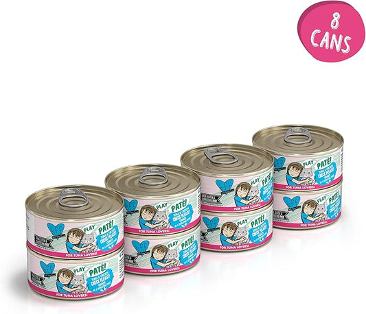 Weruva B.F.F. Play - Best Feline Friend Paté Lovers, Aw Yeah!, Tuna & Chicken Check Please! with Tuna & Chicken, 5.5oz Can (Pack of 8)