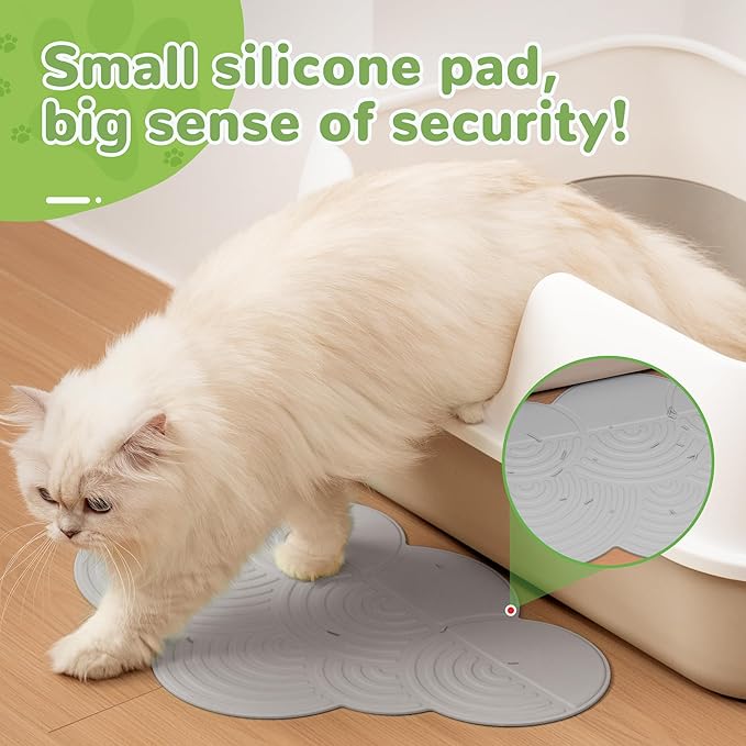 Li&Zhao Dog Food Mat - Cloud Cat Food Mat Pet Food Mat Dog Bowl Mat Waterproof Pet Mats for Food and Water for Floors Waterproof(Gray)