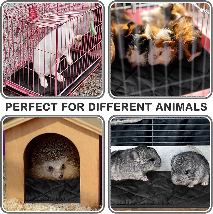 2 Pack Self Heating Cat Mat Self Warming Pet Pads Washable Kennel Mat Dog Crate Pad Reflects Body Heat Non Skid Cat Thermal Pads for Puppy Indoor Outdoor(Black,16 x 20 Inches)