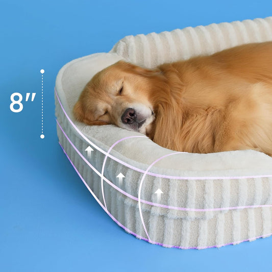 LE SURE Cute XL Dog Beds, Orthopedic Waterproof Dog Bed for Extra Large Dogs, Non-Slip Bottom and Egg-Crate Foam Big Pet Couch Sofa with Washable Removable Cover, Beige