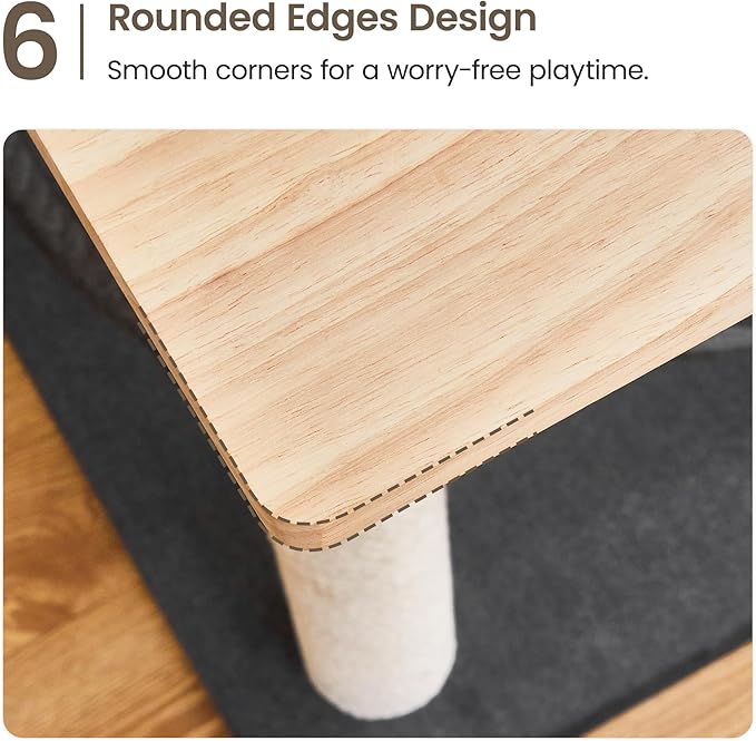 MWPO Large Modern Cat Tree, 70.1-Inch Wood Cat Tower for Indoor Cats, Multi-Level Tall Cat Condo with 2 Padded Perches, Hammock, Scratching Posts, Dangling Toys, Smoky Grey