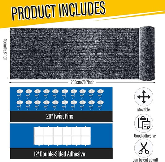 Cat Scratch Couch Furniture Protector, Adhesive Cat Scratch Pad Deterrent for Furniture, DIY Climbing Scratcher for Indoor Cats (Dark Grey, 78.7x15.8 in)